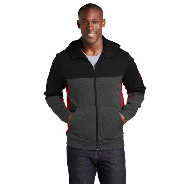Sport-Tek Tech Fleece Colorblock Full-Zip Hooded Jacket. - Sport-Tek Tech Fleece Colorblock Full-Zip Hooded Jacket. - Image 7 of 25
