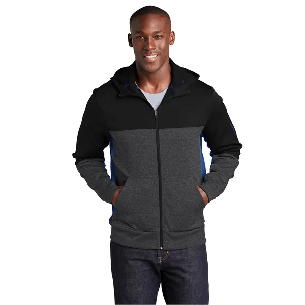 Sport-Tek Tech Fleece Colorblock Full-Zip Hooded Jacket. - Sport-Tek Tech Fleece Colorblock Full-Zip Hooded Jacket. - Image 14 of 25