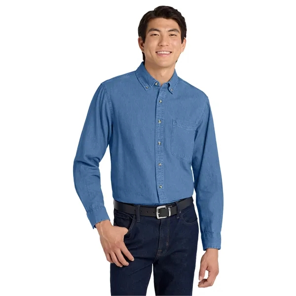 Port Authority Tall Long Sleeve Denim Shirt. - Port Authority Tall Long Sleeve Denim Shirt. - Image 0 of 4