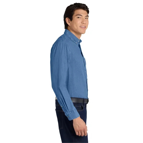 Port Authority Tall Long Sleeve Denim Shirt. - Port Authority Tall Long Sleeve Denim Shirt. - Image 2 of 4
