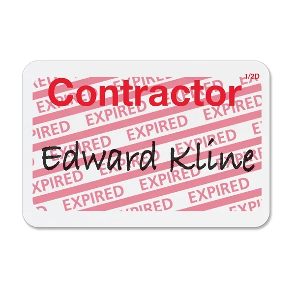 2-Part Expiring Badge Front Parts, Hand-Writable, CONTRACTOR - 2-Part Expiring Badge Front Parts, Hand-Writable, CONTRACTOR - Image 4 of 4