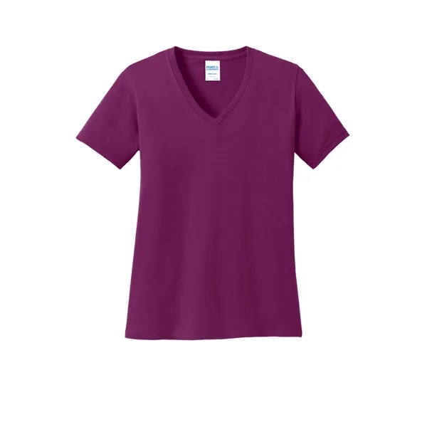 Port & Company Women's Core Cotton V-Neck Tee. - Port & Company Women's Core Cotton V-Neck Tee. - Image 17 of 51