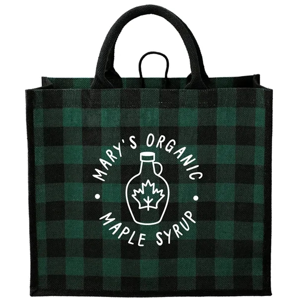 Buffalo Plaid Printed Jute Tote - Buffalo Plaid Printed Jute Tote - Image 0 of 0