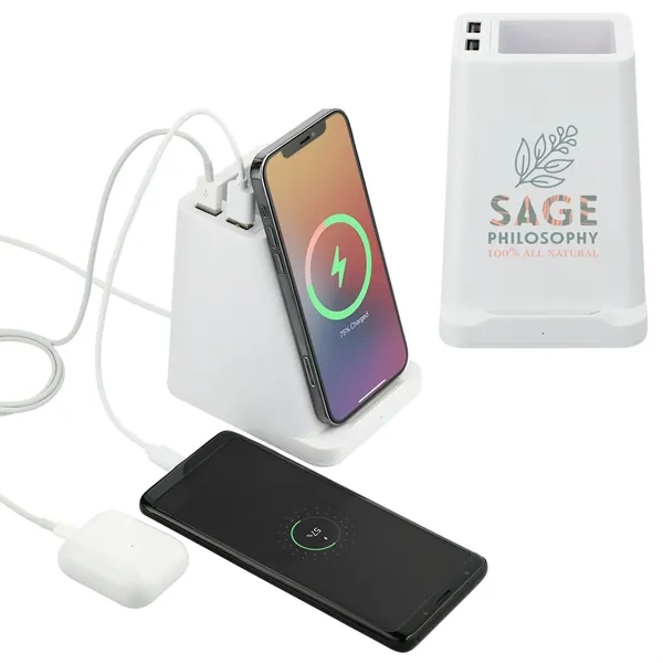Wireless Charger Pen Holder/Dual Outputs - Wireless Charger Pen Holder/Dual Outputs - Image 1 of 9