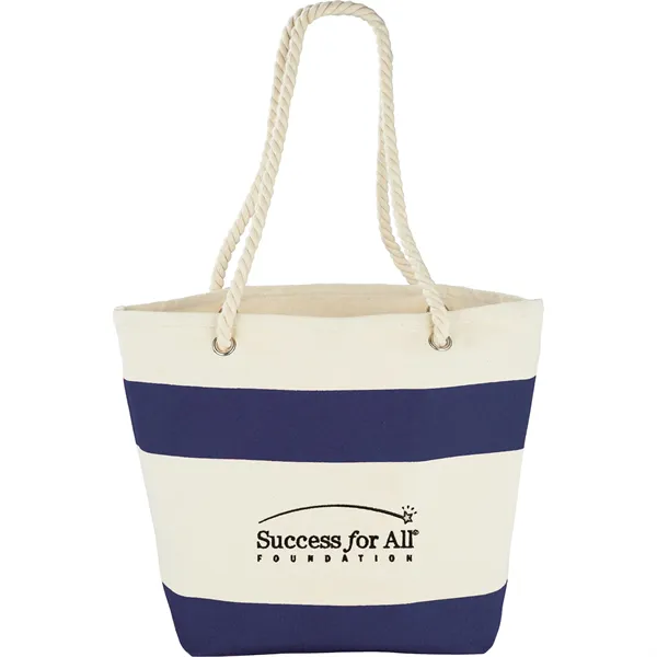 Capri Stripes 12oz Cotton Canvas Shopper Tote - Capri Stripes 12oz Cotton Canvas Shopper Tote - Image 0 of 2