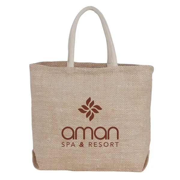 Custom Herringbone Jute Tote