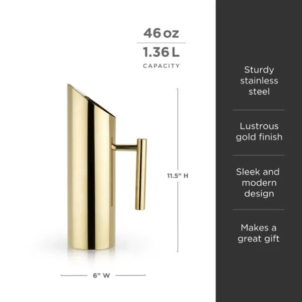 Viski® Modern Gold Pitcher - Viski® Modern Gold Pitcher - Image 5 of 6