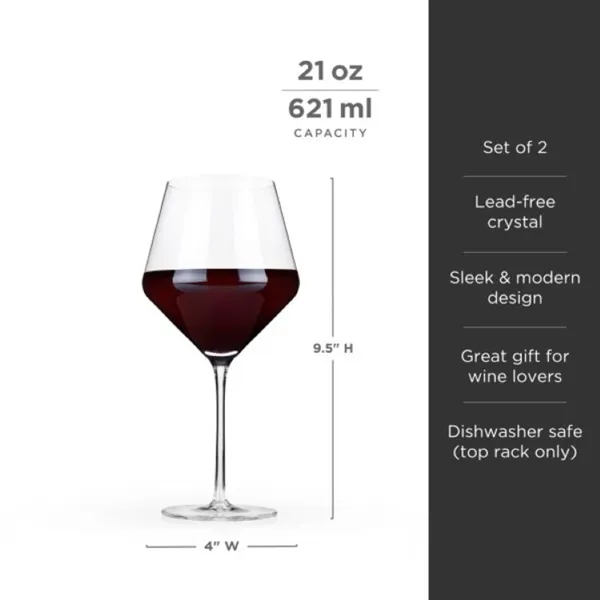Viski® Raye Angled Crystal Burgundy Glass - Viski® Raye Angled Crystal Burgundy Glass - Image 7 of 9