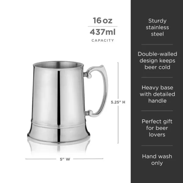 Viski® Stainless Steel Beer Stein - Viski® Stainless Steel Beer Stein - Image 5 of 5