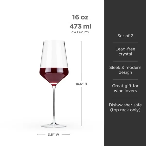 Viski® Raye Angled Crystal Bordeaux Glass - Viski® Raye Angled Crystal Bordeaux Glass - Image 4 of 6