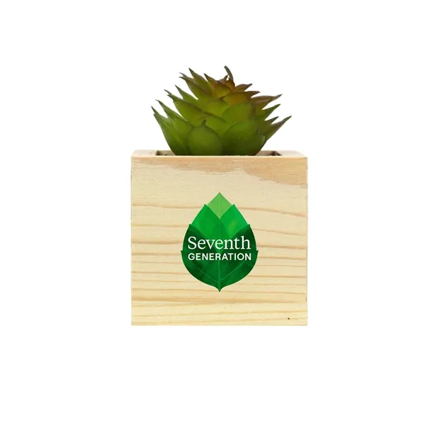 Wooden Planter with Artificial Succulent - Wooden Planter with Artificial Succulent - Image 1 of 2