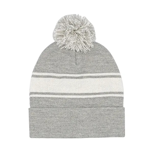 Striped Pom Beanie