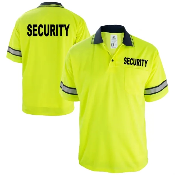 First Class High Visibility Polo Shirt Reflective Stripes - First Class High Visibility Polo Shirt Reflective Stripes - Image 1 of 3