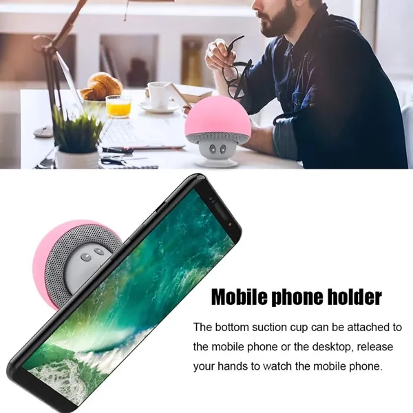 Mushroom Bluetooth Speaker With Suction Cup Phone Holder - Mushroom Bluetooth Speaker With Suction Cup Phone Holder - Image 3 of 6