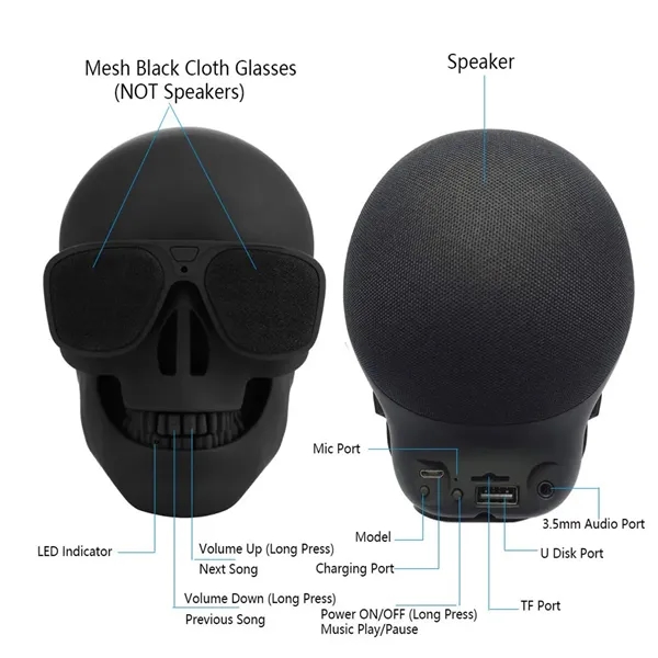 Skull Bluetooth Speaker TWS Stereo Resin Portable - Skull Bluetooth Speaker TWS Stereo Resin Portable - Image 5 of 5