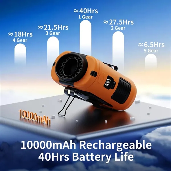 Rechargeable Clip On Waist Fan With Flashlight Power Bank - Rechargeable Clip On Waist Fan With Flashlight Power Bank - Image 2 of 6
