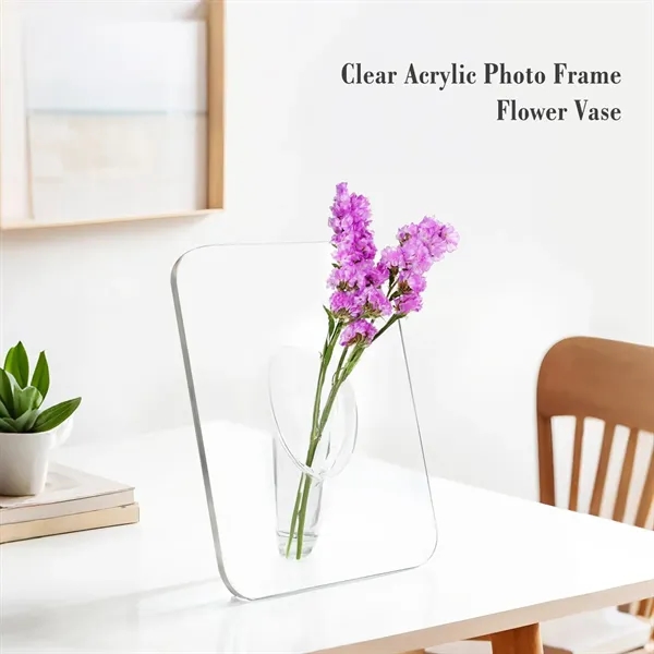 Clear Acrylic Rectangular Photo Frame Vase - Clear Acrylic Rectangular Photo Frame Vase - Image 3 of 4