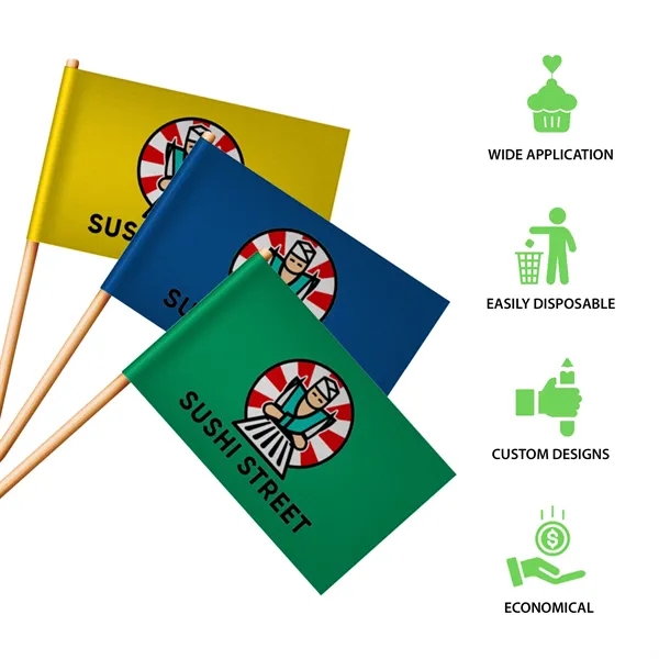 Custom Paper Toothpick Flags - Style A Flag Size 1" x 1.5" - Custom Paper Toothpick Flags - Style A Flag Size 1" x 1.5" - Image 3 of 4