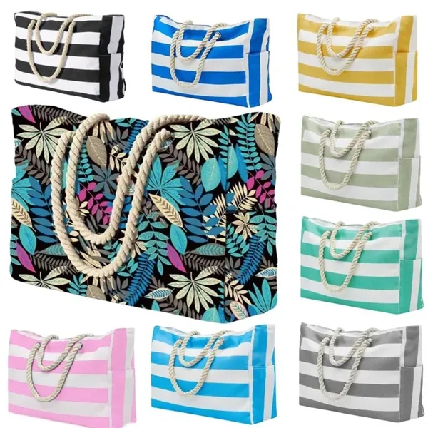 Large Waterproof Beach Tote Bag with Zipper - Large Waterproof Beach Tote Bag with Zipper - Image 0 of 3