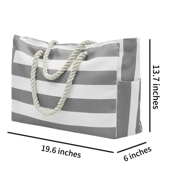 Large Waterproof Beach Tote Bag with Zipper - Large Waterproof Beach Tote Bag with Zipper - Image 3 of 3