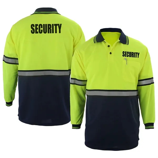 First Class Long Sleeve Polo Shirt Reflective Stripes - First Class Long Sleeve Polo Shirt Reflective Stripes - Image 1 of 1