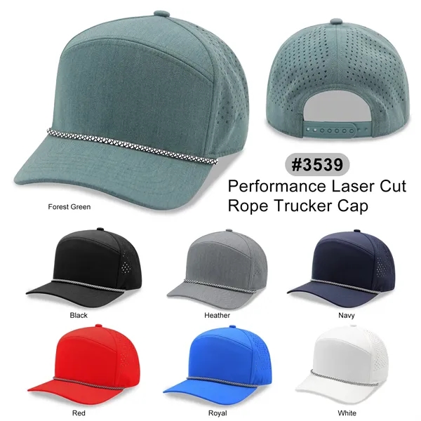 5 Panel Golfer Trucker Cap w/Laser Cut Mesh Back - 5 Panel Golfer Trucker Cap w/Laser Cut Mesh Back - Image 0 of 13