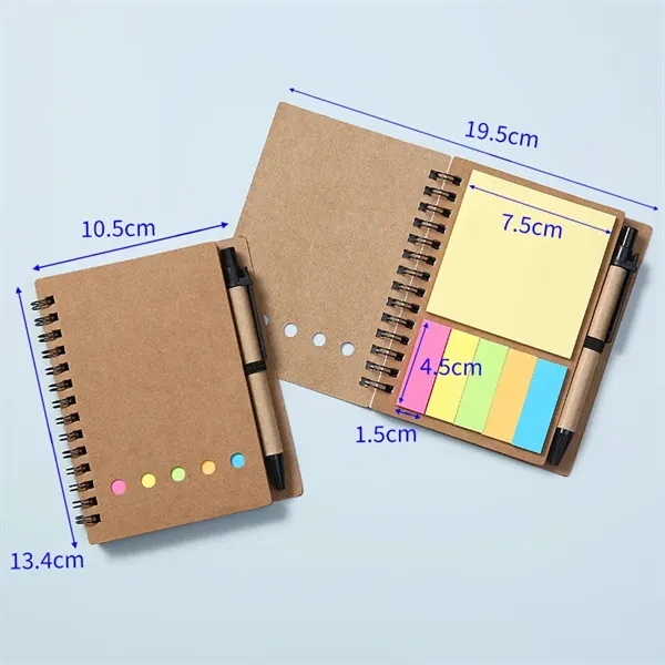 Brown Paper Notebook With Sticky Notes And Pens Moq 50Pcs - Brown Paper Notebook With Sticky Notes And Pens Moq 50Pcs - Image 4 of 6