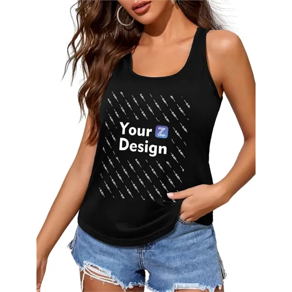 DTF Custom Women's Narrow Strap Tank Top - 180G Polyester - DTF Custom Women's Narrow Strap Tank Top - 180G Polyester - Image 0 of 4