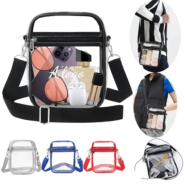 Clear Crossbody Bag with Zipper Closure and Adjustable Strap - Clear Crossbody Bag with Zipper Closure and Adjustable Strap - Image 0 of 4