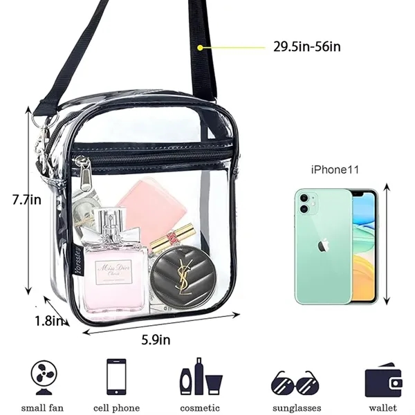 Clear Crossbody Bag with Zipper Closure and Adjustable Strap - Clear Crossbody Bag with Zipper Closure and Adjustable Strap - Image 2 of 4