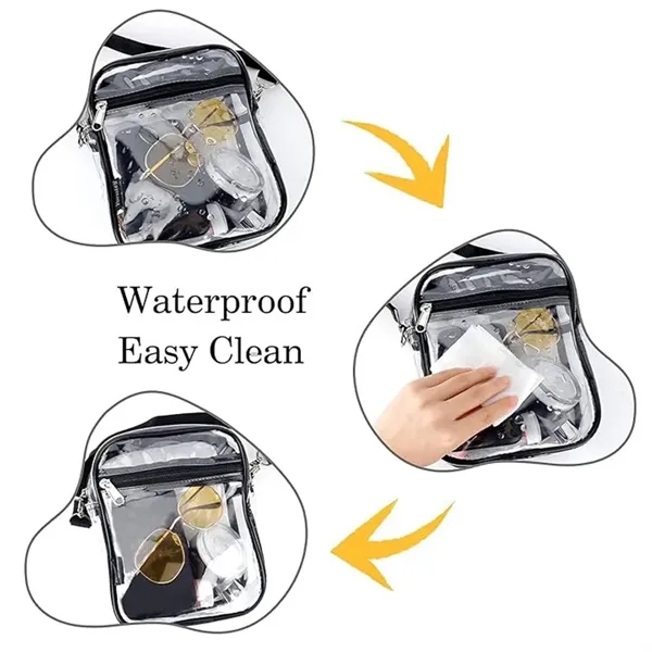 Clear Crossbody Bag with Zipper Closure and Adjustable Strap - Clear Crossbody Bag with Zipper Closure and Adjustable Strap - Image 3 of 4