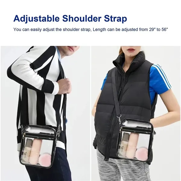 Clear Crossbody Bag with Zipper Closure and Adjustable Strap - Clear Crossbody Bag with Zipper Closure and Adjustable Strap - Image 4 of 4