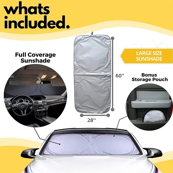 Car Windshield Sun Shade with Storage Pouch - Car Windshield Sun Shade with Storage Pouch - Image 1 of 4