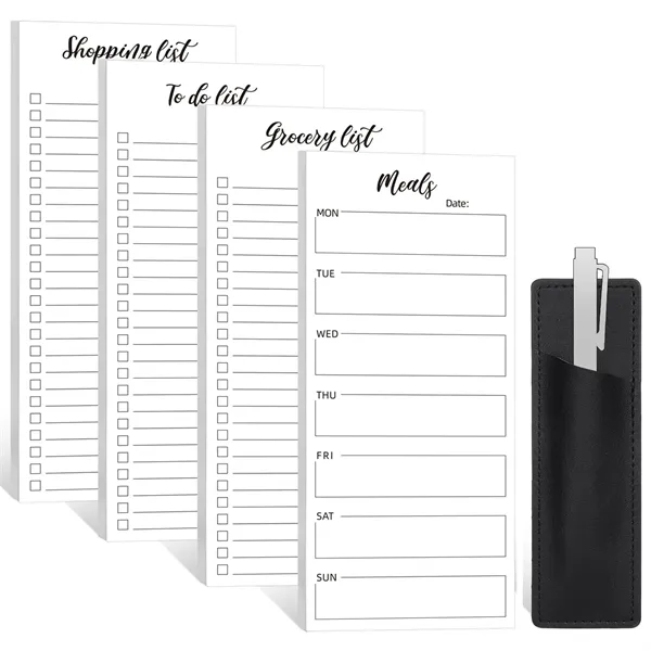 4 Pack Magnetic Fridge Notepad Set w/ Pen Holder - 4 Pack Magnetic Fridge Notepad Set w/ Pen Holder - Image 1 of 6