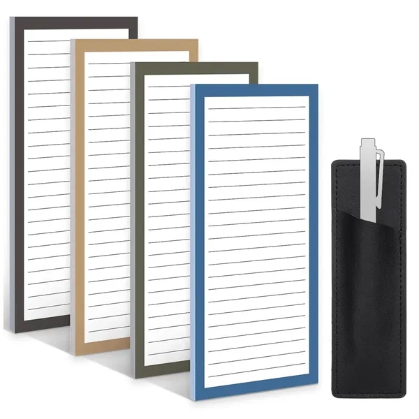 4 Pack Magnetic Fridge Notepad Set w/ Pen Holder - 4 Pack Magnetic Fridge Notepad Set w/ Pen Holder - Image 2 of 6