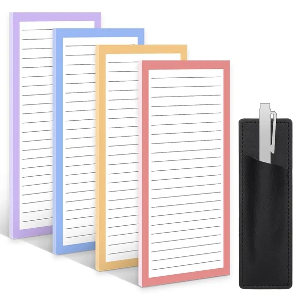 4 Pack Magnetic Fridge Notepad Set w/ Pen Holder - 4 Pack Magnetic Fridge Notepad Set w/ Pen Holder - Image 3 of 6