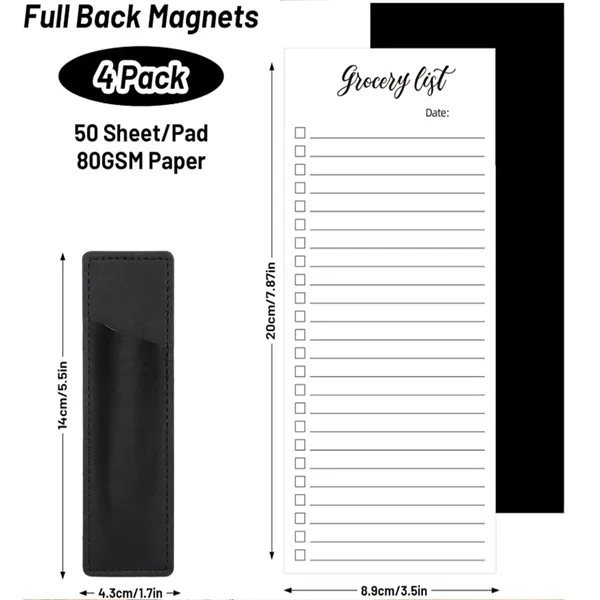 4 Pack Magnetic Fridge Notepad Set w/ Pen Holder - 4 Pack Magnetic Fridge Notepad Set w/ Pen Holder - Image 4 of 6