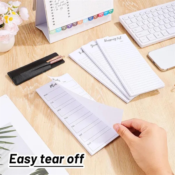 4 Pack Magnetic Fridge Notepad Set w/ Pen Holder - 4 Pack Magnetic Fridge Notepad Set w/ Pen Holder - Image 6 of 6