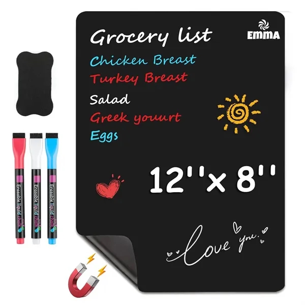 Magnetic Black Dry Erase Board Sheet w/ 3 Markers - Magnetic Black Dry Erase Board Sheet w/ 3 Markers - Image 0 of 6