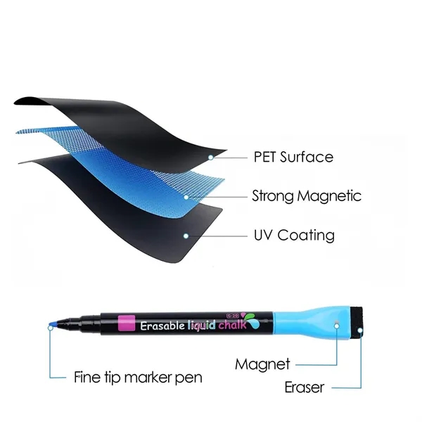 Magnetic Black Dry Erase Board Sheet w/ 3 Markers - Magnetic Black Dry Erase Board Sheet w/ 3 Markers - Image 1 of 6