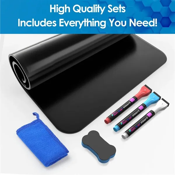 Magnetic Black Dry Erase Board Sheet w/ 3 Markers - Magnetic Black Dry Erase Board Sheet w/ 3 Markers - Image 4 of 6