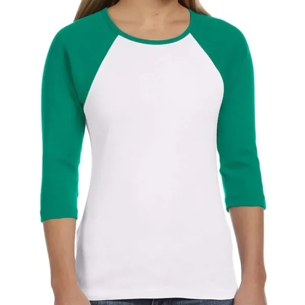 Bella Ladies Stretch Rib 3/4-Sleeve Contrast Raglan T-Shirt - Bella Ladies Stretch Rib 3/4-Sleeve Contrast Raglan T-Shirt - Image 6 of 10