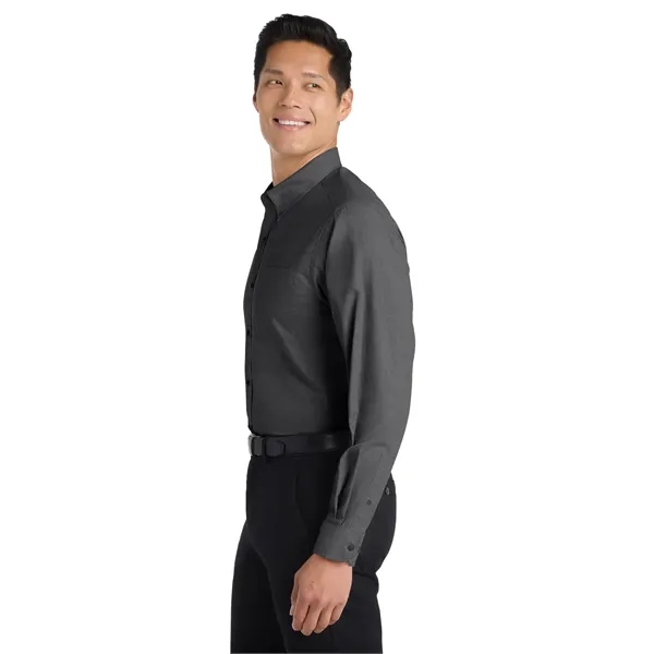 Port Authority Tall Crosshatch Easy Care Shirt. - Port Authority Tall Crosshatch Easy Care Shirt. - Image 8 of 14