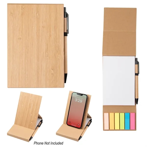 Bamboo Desk Jotter With Phone Stand - Bamboo Desk Jotter With Phone Stand - Image 3 of 3