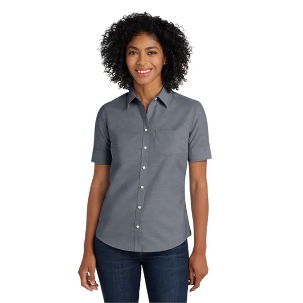 Port Authority Women's Short Sleeve SuperPro Oxford Shirt.