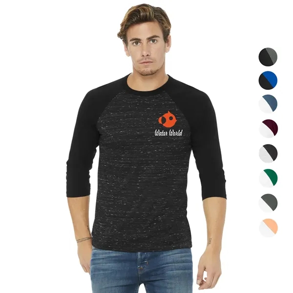 BELLA+CANVAS Unisex 3/4-Sleeve Baseball Tee w/ Screen Print - BELLA+CANVAS Unisex 3/4-Sleeve Baseball Tee w/ Screen Print - Image 0 of 24