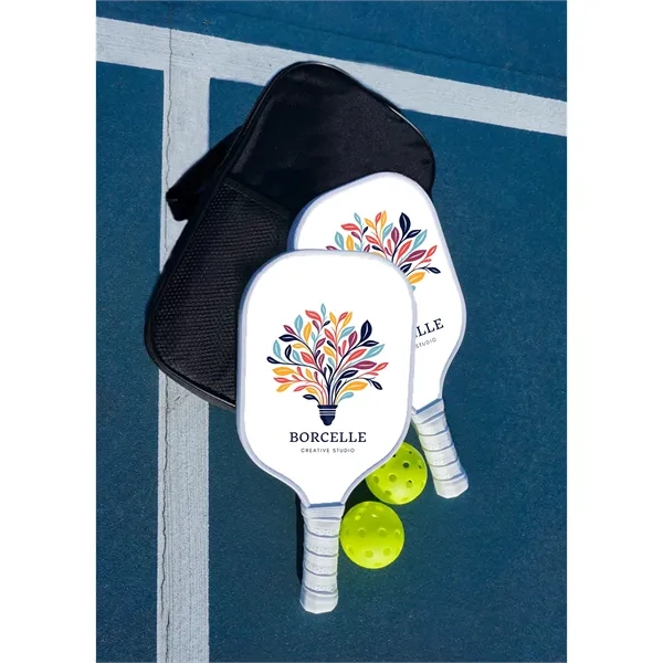 Custom Fiberglass Pickleball Paddle Set with Bag - White - Custom Fiberglass Pickleball Paddle Set with Bag - White - Image 2 of 7