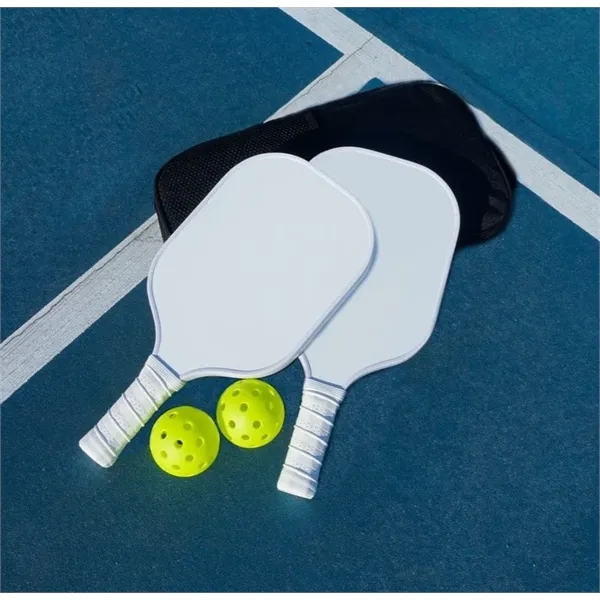 Custom Fiberglass Pickleball Paddle Set with Bag - White - Custom Fiberglass Pickleball Paddle Set with Bag - White - Image 3 of 7