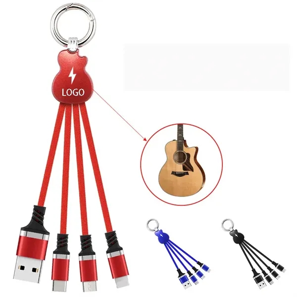 3 in 1 Guitar Design Nylon Braided Charging Cable w/LED - 3 in 1 Guitar Design Nylon Braided Charging Cable w/LED - Image 0 of 3