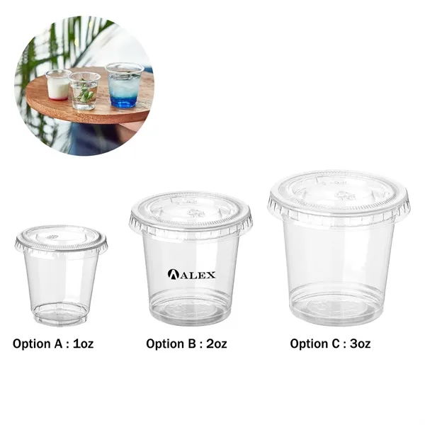 1/2/3oz Disposable Clear PET Cup w/ Lid - 1/2/3oz Disposable Clear PET Cup w/ Lid - Image 0 of 6